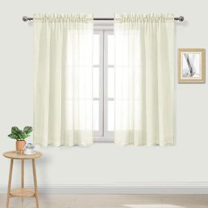 DWCN Ivory Sheer Curtains Semi Transparent Voile Rod Pocket Curtains for Bedroom and Living Room, 42 x 45 inches Long, Set of 2 Panels DWCN Ivory Sheer Curtains Semi Transparent Voile Rod Pocket Curtains for Bedroom and Living Room, 42 x 45 inches Long, Set of 2 Panels