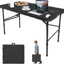 Camp Field 4ft Heavy Duty Portable Table, for Friends Folding Table for Indoor & Outdoor Picnic & Card Table for Picnic, Party, Camping (Black, 4FT)