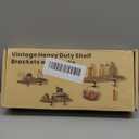 Cast Iron Shelf Brackets 4 Inch, 4 Pack Black Rustic Shelf Brackets with HooksHeavy Duty Floating Brackets Wall Mounted, Decorative Brackets for Wood Shelves