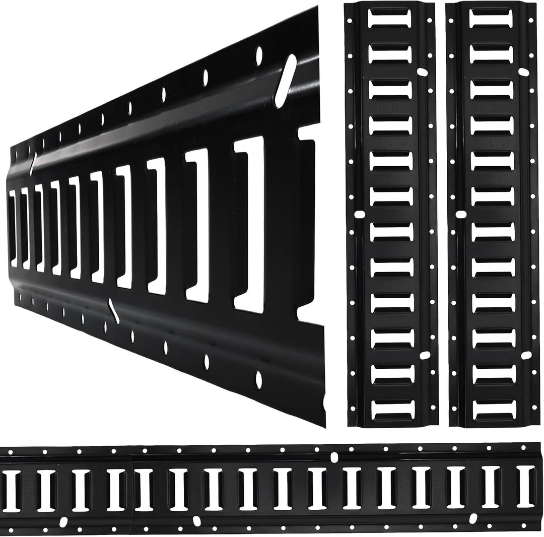 E Track Tie Down Rail Kit 2'(4 Pack) - Trailer E Tracks with 6,000lbs Break Strength - Power Coated Etrack - Heavy Duty E Track Rail for Securing Cargos, Motorcycles, Bikes, Trailers, 2Ft - 4pcs