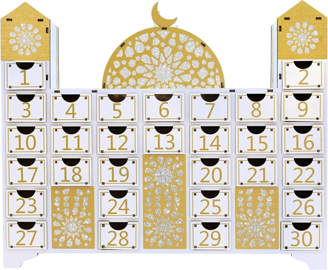 Ramadan Decorations, Wooden Countdown Calendar Mosque Advent Calendar Ramadan Decor Ramadan Gifts Eid Decor