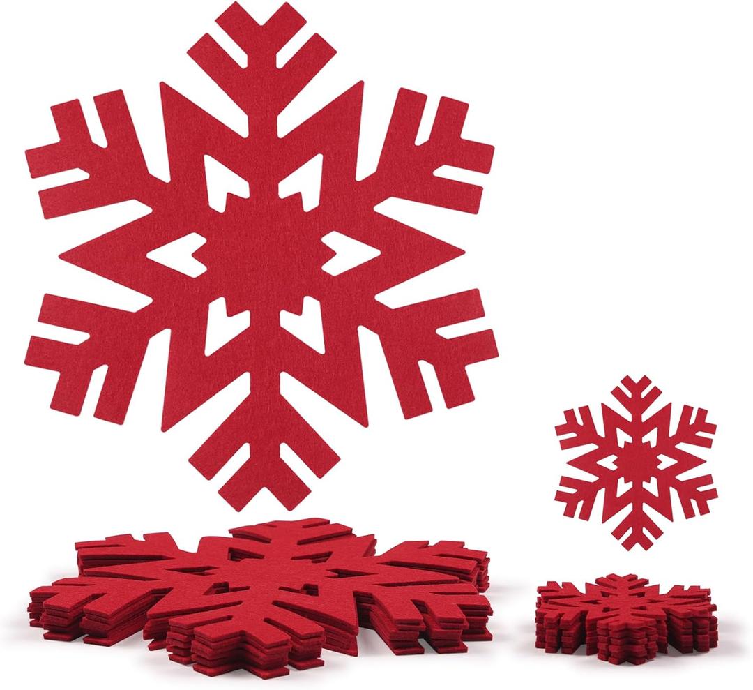Noctiflorous Round Felt Placemats with Coasters Set of 6 Diameter 13 inch Non Slip Place Mats Heat Resistant Durable Tablemats Fall Table Decorations for Dining Table(Christmas Red, 6)