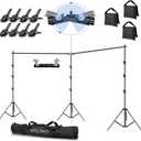 HYJ-INC Photo Video Studio 20ft (Wide) x 10ft (Tall) Heavy Duty Adjustable Width & Length Photography Backdrop Stand Background Support System Kit with Spring Clamps, Sandbags, Carry Bag