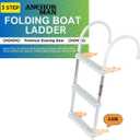 Anchor-Man Folding 3 Step Aluminum Boat Ladder for Fishing, Heavy-Duty Pontoon Boat Ladder with Wide Steps, Ideal for Yacht, Dock