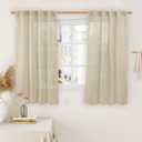 LAMIT Semi Sheer Window Linen Curtains 54 Inch Length, Light Filtering Panels Back Tab and Rod Pocket Neutral Drapes for Bedroom/Living Room, Linen, 2 Panels, 34 x 54 Inch