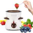 MultiOutools Mini Electric Fondue Pot Set with Dipping Forks, Chocolate Melts Candy Melts Fondue Pot, Melting Chocolate Small Pot for Chocolate Caramel Cheese (White)