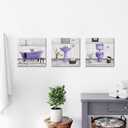 HOMEOART Bathroom Wall Art Bath Tub Painting Picture Bathroom Wall Decor Framed Ready to Hang 12x12inchx3 Purple
