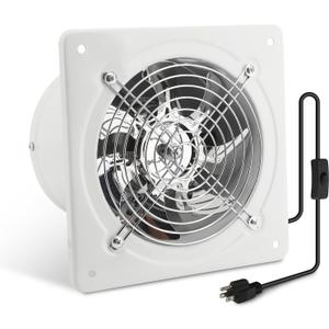 6 Inch Exhaust Fan, Kitchen Exhaust Fan With Switch 60Hz 7 Blades Iron, 350 CFM Window Exhaust Fan, Small Wall Mounted Ventilation Fan for Attic, Greenhouse, Bathroom, Basement(White, 40W)