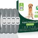 Flea and Tick Prevention for Dogs, 4 Pack Flea Collar for Dogs, Dog Flea and Tick Treatment, 32 Months Protection, Waterproof, Adjustable Collar for Dog, One Size Fits All for All Breeds, Grey
