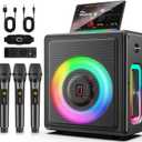 Karaoke Machine, Portable Bluetooth 5.3 Speaker with 3 Wireless Microphones for Adults, PA System with Pitch Correction & Echo Adjustment, Supports TWS/TF Card/USB/AUX/Live for Home Party (3MICS)