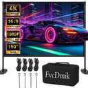 150 inch Projector Screen with Stand, 16:9 4K HD Portable Outdoor Movie Screen, Wrinkle-Free Foldable Indoor Projection Screen with Carry Bag & Ground Nails for Backyard Cinema Home Theater