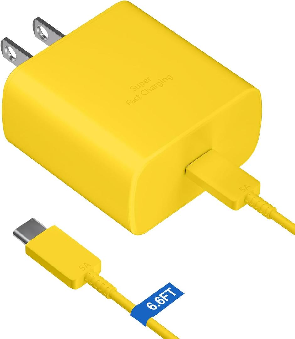 45W Super Fast Charger USB Type C Charger Cord 6.6FT with Android Phone Charger Fast Charging Block for Samsung Galaxy S26/S26 Ultra/S26+/S25/S25 Ultra/S25+/S24/S23/S22/S20/S21/Note 20/Note 10, Yellow