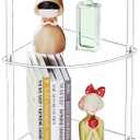 Clear Triangle Acrylic Side Table for Small Space, 11.81" L x 11.81" W x 38.7" H, 4-Tier Corner Shelf Stand End Table for Living Room Bedroom, Corner Display Rack Storage Shelf for Bathroom