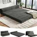 JUIKURY 6 Inch Tri-Fold Memory Foam Mattress Queen Size, 5 in 1 Convertible Sofa Bed, Foldable Floor Futon Sleeper Couch with Washable Cover & High-Density Foam, Portable Guest Bed for Living Room