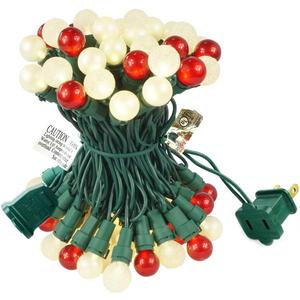 BOHON Christmas Lights Set Multi Color 50LEDs Pearl String Light with G15 Berry Glass Bulbs Globe String Lights for Outdoor Indoor Party Christmas Tree Decor (Red and White)