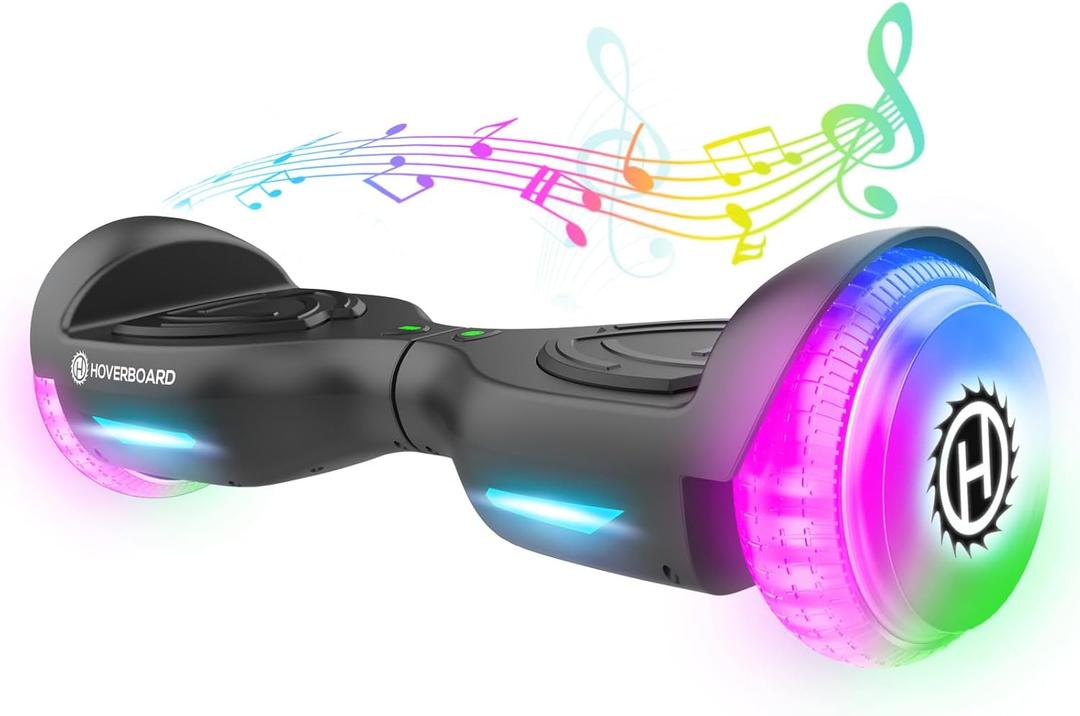 Hoverboard with Music Speaker, 6.5" LED Wheels Lights Self Balancing Scooter, Max 5/6 Miles Range & 6.2mph Powered by Dual 200W/250W Motor, UL2272 Certified, Hover Board Present for Kids