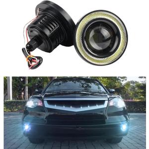 2 PCS Car Angel Eye Fog Light, 2.5'' Round COB LED Super Bright High Power Fog Angel Eye Projector with Halo Rings, Universal DRL Daytime Driving Light Fog Lamp Bulbs (Ice Blue)