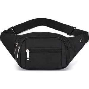 DAITET Crossbody Fanny Pack for Men&Women,Large Waist Bag & Hip Bum Bag with Adjustable Strap for Outdoors Workout Traveling Casual Running Hiking Cycling (Black Pure)