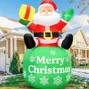 GIGLIM 8FT Christmas Inflatable Santa 8FT Sitting Santa Claus Christmas Inflatables Outdoor Decorations Xmas Santa Blow Up Yard Decor with Built-in 5 LEDs for Yard Garden Lawn(with Storage Bag)