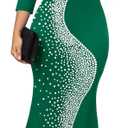 FANDEE Formal Maxi Dress for Women Mermaid 3/4 Sleeve Bodycon Long Gown for Evening Cocktail Party (Blue)