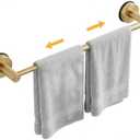 Dovyn Stainless Steel Suction Cup Towel Bar, Adjustable Towel Racks for Bathroom (14.6-24 Inch) - Bathroom Towel Holder Wall Mounted for Glass Shower Door & Wall (Brushed Gold)