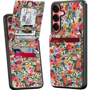 Bemal for Samsung Galaxy S24 Plus Wallet Case with Card Holder, Fashion Printed, RFID Blocking, PU Leather Kickstand, Magnetic Closure, Shockproof Phone Cover for Women Men, Flower Garden