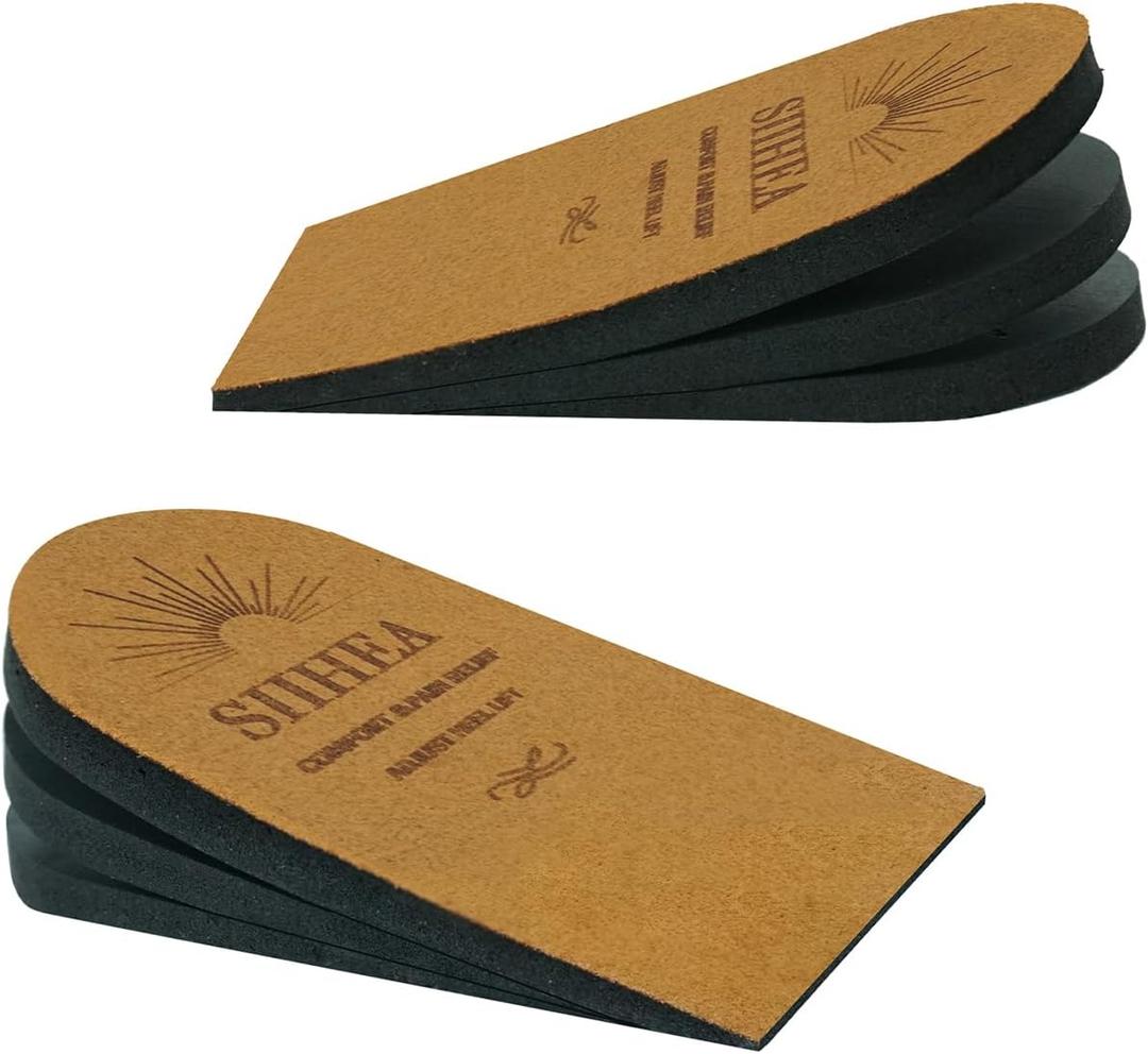 Adjustable Heel Lifts for Shoes, 1/4'' Height Increase Insoles for Achilles Tendonitis, Heel Pain, Leg Length Discrepancy, Plantar Fasciitis, Shoe Lifts Men, Women (Brown, Medium (1 Pair))