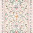 Washable Boho Entryway Rug 2' 3' Pink Green Small Rug Hot Beige Colorful Color Floral Door Mat Indoor Entrance Non-Slip Soft Oriental Vintage Carpet Kitchen Entryway Bedroom Corridors Indoor