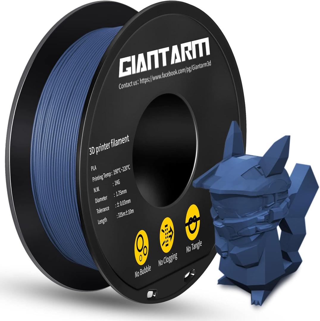GIANTARM Matte PLA, 1.75mm PLA Filament, 1KG Spool(2.2lb), Vacuum Packaging, 3D Printer Filament for Bambu Lab (Matte Blue)