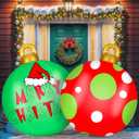 Jetec 2 Pieces 32 Inch Giant PVC Inflatable Christmas Decorated Ball Ornaments Outdoor Large Xmas Blow Ball Decorations for Christmas Themed Party Ornaments (Fresh Style,Red,Green,White)