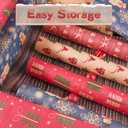 Happypapa Christmas Wrapping Paper, Kraft Xmas Wrapping Paper Rolls - Jingle Bell, Reindeer, Gift and Snowflakes Pattern - 4 Rolls - 17 Inch  120 Inch Per Roll