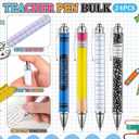 AmazingSpark 24 Sets End of Year Teacher Gifts, Jumbo Acrylic Paper Clips&Teacher Ballpoint Pens, Cute Paperclip Bookmarks Bulk for Back to School, Office Stationery Supplies for Coworkers (4 Style)