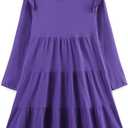 Bumeex Girl's Dresses Cotton Ruffle Sleeve Tiered Swing A-Line Cute Midi Casual Sundress. 10,11