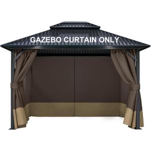 COWVIE 4-Panel 10' x 10' Gazebo Replacement Curtains, Patio Privacy Sidewalls with Double Zipper, Replacement for Outdoor Gazebo Canopy (Curtain Only)