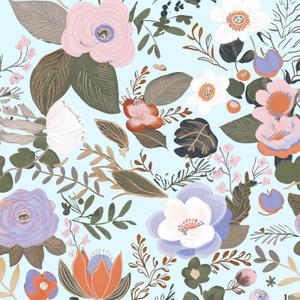 Danodoi Cyan Floral Peel and Stick Wallpaper Vintage Leaf Contact Paper Blue Flower Wall Mural Home Vinyl Waterproof Self Adhesive Removable Renter Friendly Wall Paper 17.5" x 118"