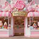 7x5FT Candy Shop Backdrop Candy Princess Dessert Shop Background for Children's Party Baby Shower Donut Ice Cream Table Decoration Vinyl