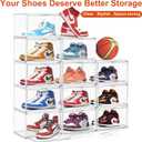 Acrylic Shoe Storage Boxes 12 Pack,Clear Sturdy Plastic Stackable Shoe Organizer for Closet Large Size with Magnetic Lids Durable Sneaker Containers, Space Saving Shoe Boxes for Men Women