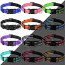 Sanwuta 12 Pcs Reflective Puppy Dog Collars Bulk for Litter Dogs Adjustable Safety Nylon Collars with Locking Buckle Soft Padded Breathable Puppy Collar for Cats Pets(Medium)