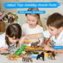 iGRATENS Safari Animals Figures Toys with Sound Books, 10PCS Realistic Jungle Animals Figures & Safari Animals Book with 10 Buttons, Zoo Animal Toys, Learning Toy for 3+ Year Old Boys, Girls, Kids