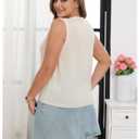 MakeMeChic Women's Plus Size Sweater Vest Knit Tops Starfish V Neck Sleeveless Fall Boho Tops Apricot X-Large (XL)