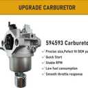 594593 Carburetor Kit Compatible for Briggs and Stratton 594593 796109 17.5hp Carburetor,Nikki Carb 699915 697122,Craftsman 18hp Lawntractor