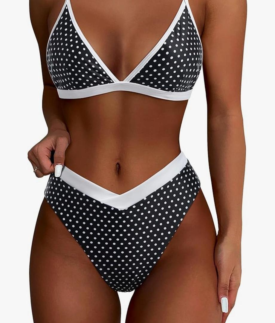 SUUKSESS Women Triangle High Cut Bikini Sets Sexy High Waisted 2 Piece Swimsuit Small