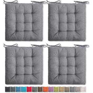 SQUARE MOON 4 Pack Chair Cushions, Seat Cushions, Chair Pads, Chair Mat for Indoor, Outdoor Dining Chair, Kitchen Chairs, Dining Room Chairs (16" 16" 4 Pack, Light Grey)