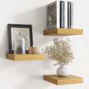 Floating Shelves for Wall with Invisible Brackets, Wall Mounted Engineered Wood Shelves with Wood Grain for Living Room, Bedroom, Bathroom, Kitchen Decor and Storage, Oak, 8"L Set of 3, Oak