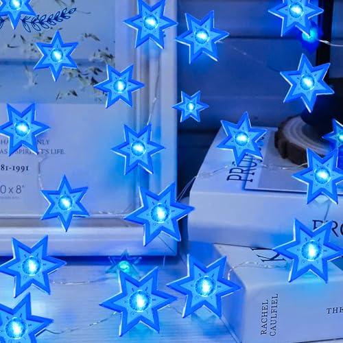 [Timer] 10FT 30LED Hanukkah Decorations Star of David String Lights, Battery Operated Waterproof Blue Lights Hanukkah Lights Decor Chanukah Decorations for Indoor Outdoor Home Bedroom Hanukkah Gifts