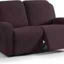 TAOCOCO Recliner Loveseat Slipcover, 6 Pieces Dual Recliner Sofa Covers for 2 Seat Dual Reclining Loveseat Couch, Stretch Soft Jacquard Pattern Furniture Protector with Elasticity (2XL, Chocolate)