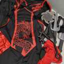 Spooktacular Creations Halloween Ninja Costume Kids, Ninja Dragon Jumpsuit Set, Boys Halloween Costume for DressUp Party (Medium(8-10 yrs), Black+red)