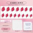 2 x evpct Glossy Press on Nails Short Almond Short for Women, Red Fake Nail with Kits Salon Quality Reusable Stick on Nails In 15 Sizes 30Pcs Full Cover False Nail Soft Gel Set Kit for Gift, 21 (30 Fl Oz (Pack of 1))