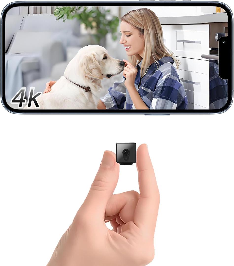 Mini 4K HD Security Camera Indoor Wireless Home Small 2026 Cameras Nanny Cam Tiny Portable Micro Can No Need WiFi Cams Motion Detection Night Vision,App Control,SD Storage,Wide Angle for House Outdoor