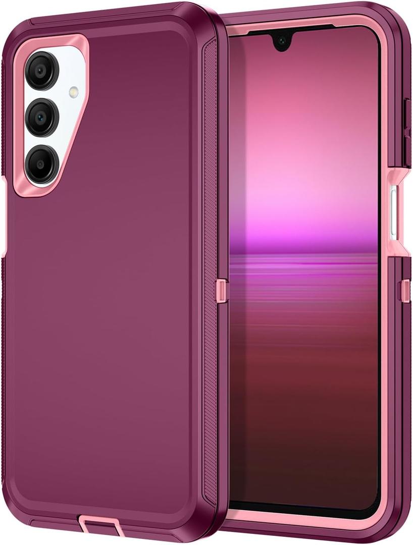 I-HONVA for Samsung Galaxy A16 5G Case Shockproof Dust/Drop Proof 3-Layer Full Body Protection [Without Screen Protector] Rugged Heavy Duty Cover Case for Galaxy A16 5G,Purple/Pink